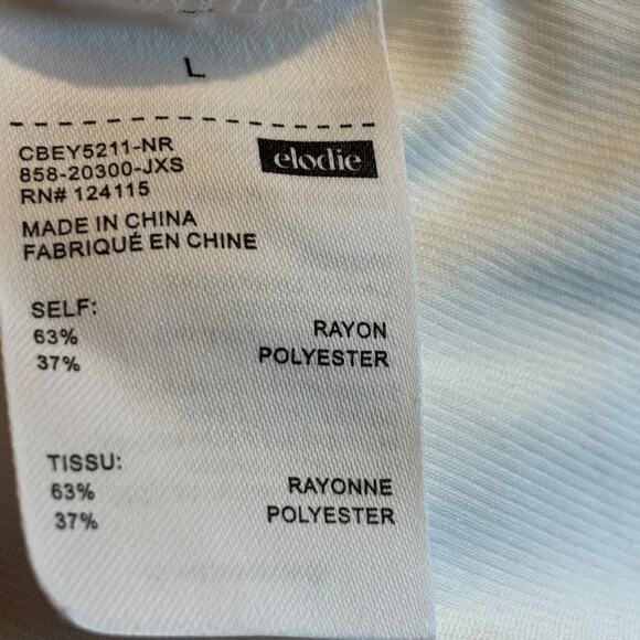 Elodie NWOT Women's Crewneck Rib Knit Bodysuit in White-Size Large - Picture 4 of 5